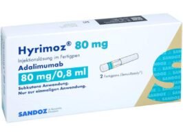 Original Sandoz Hyrimoz 80mg Sensoready Pen packaging - Buy Hyrimoz Adalimumab for arthritis